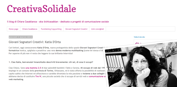 Intervista Katia D'Orta per CreativaSolidale di Chiara Casablanca