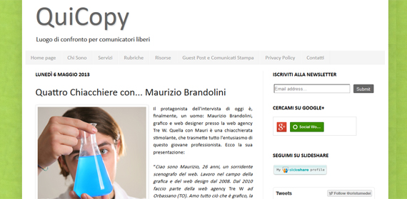 Intervista Maurizio Brandolini per QuiCopy di Cristiana Tumedei